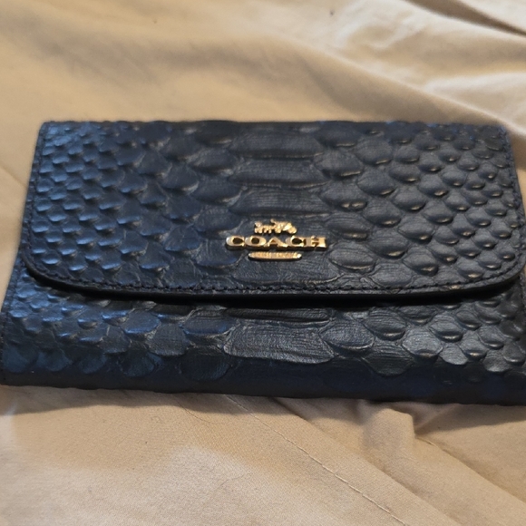Coach Handbags - Coach Midnight Blue Textured Wallet